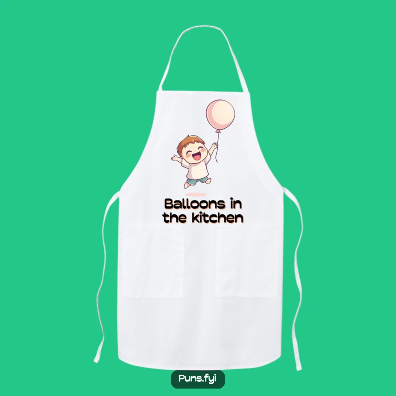 Funny Chef Character Apron: Joyful Balloon Chase, Perfect Kitchen Gift!