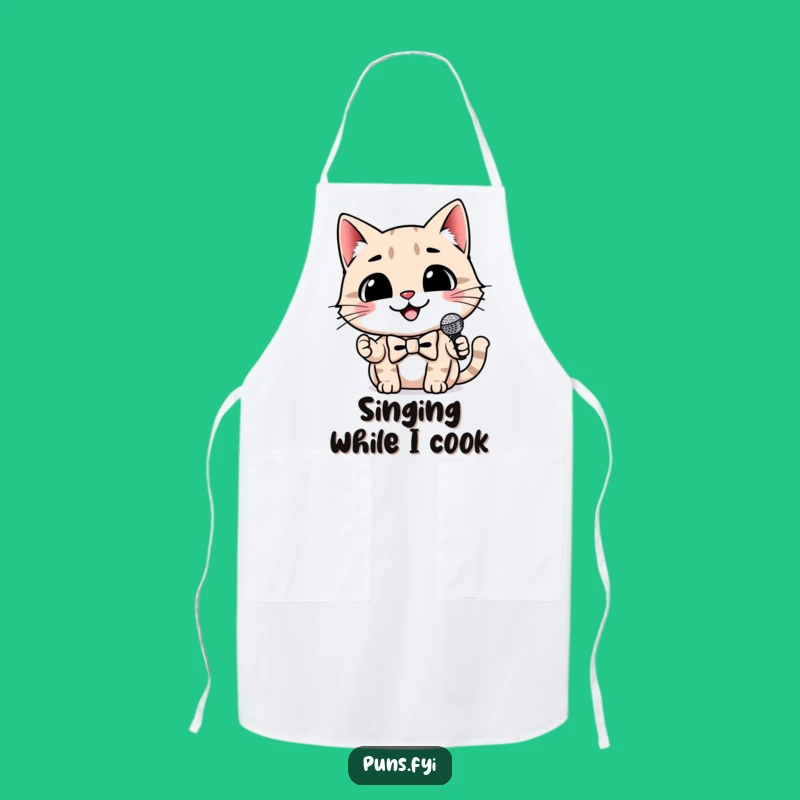 Funny Cat Apron: Dapper Microphone Chef - Kitchen Gift
