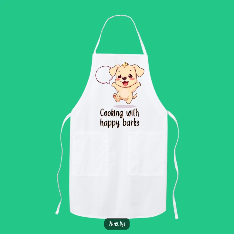 Funny Excited Puppy Apron - Cheerful Kitchen Wear, Dog Lover Gift