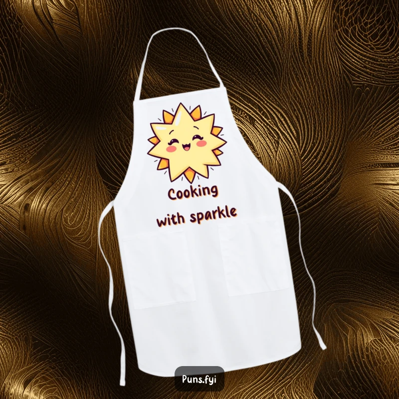 Funny Apron displaying a cartoon star bursting with a POP! graphic, adding a humorous and energetic flair to kitchen activities.