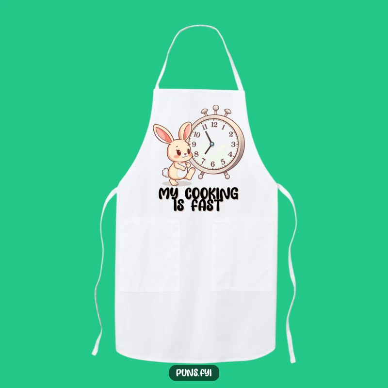 Funny Bunny Clock Apron: Impatient Cartoon Kitchen Wear, Perfect Funny Gift