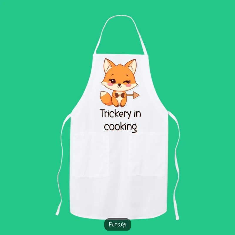 Funny Fox Wink Arrow Apron: Playful Cartoon Kitchen Wear, Perfect Funny Gift