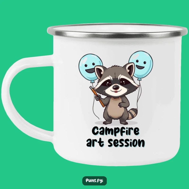 Funny Raccoon Balloon Painting Camping Mug: Durable & Hilarious Outdoor Party Mug