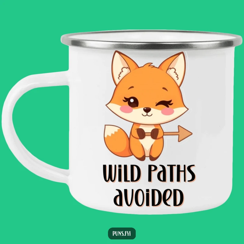 Funny Fox Wink Arrow Camping Mug: Durable Cartoon Cup, Perfect Funny Gift