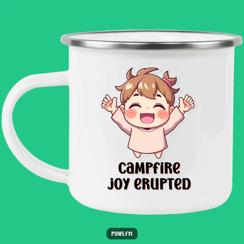 Funny Joyful Character Camping Mug: Cheers and Delight for the Outdoors!