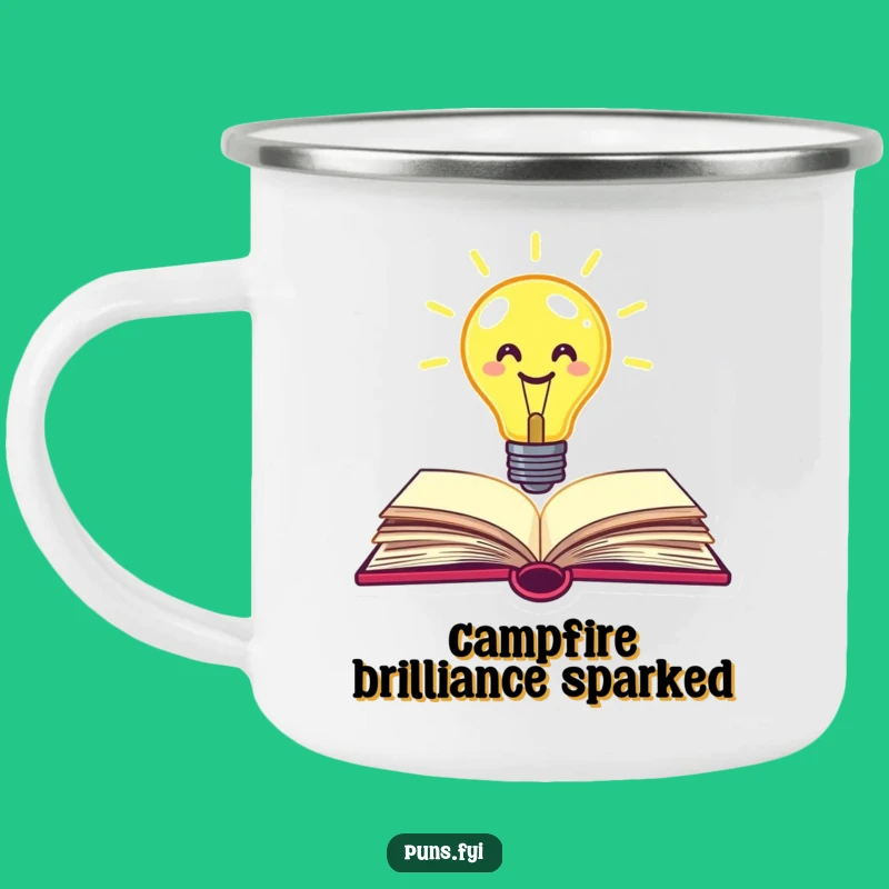 Funny Lightbulb Book Camping Mug: Bright Ideas by the Fire, Magical Funny Gift