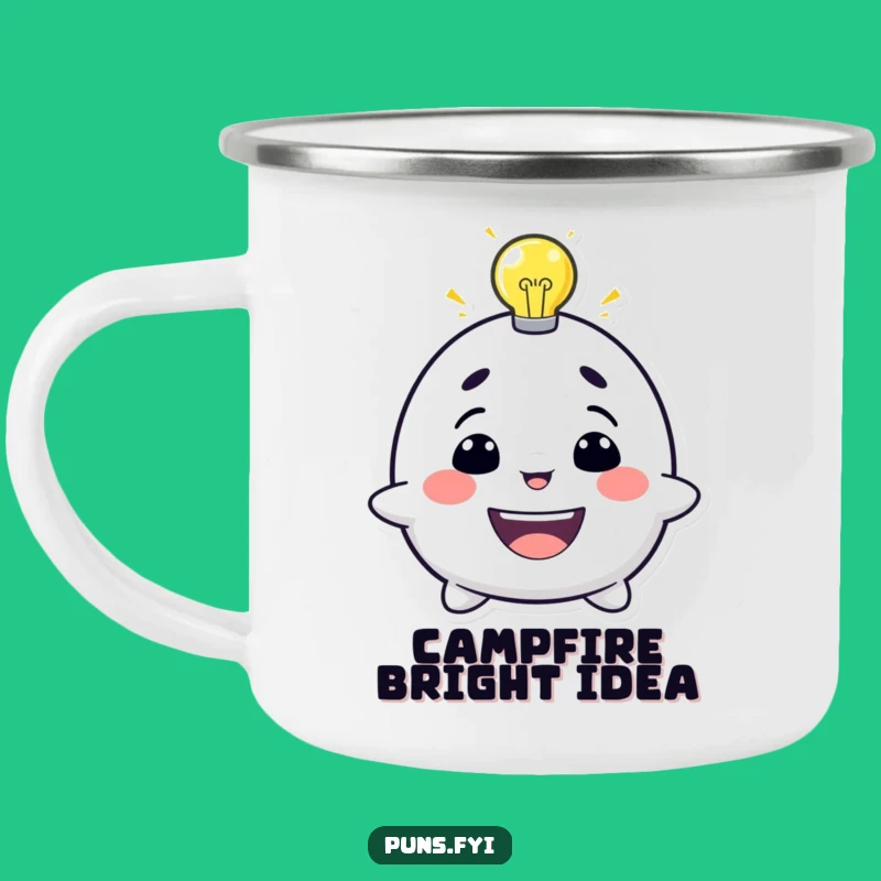Funny Lightbulb Idea Camping Mug: Grinning Genius, Trail-Ready Brainstorming