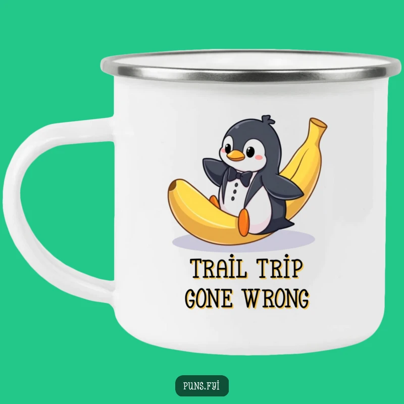 Funny Penguin Tuxedo Slip Camping Mug: Adventure and Laughter Around the Campfire!