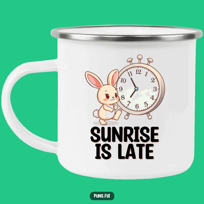 Funny Bunny Clock Camping Mug: Durable Cartoon Cup, Perfect Funny Gift