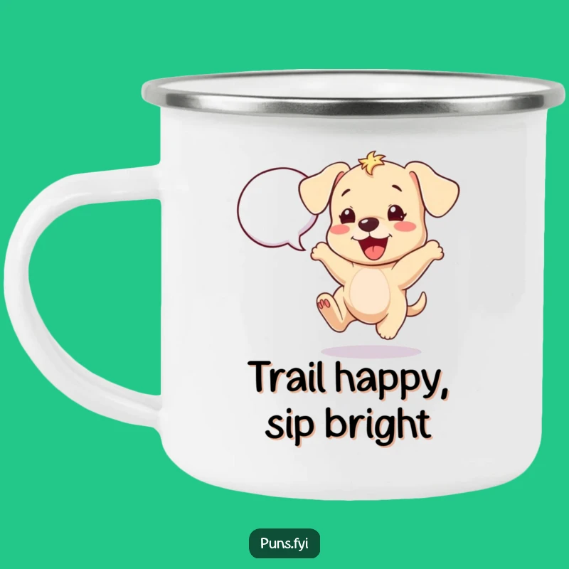Funny Excited Puppy Camping Mug - Cheerful Dog Cup, Outdoor Adventure Gift