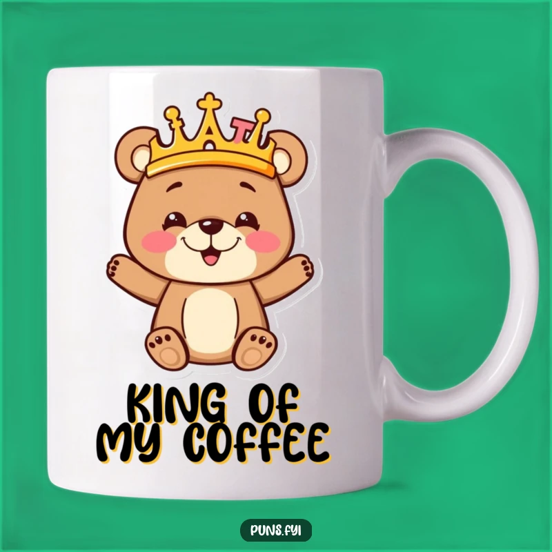Funny Bear Cub Crown Mug: Letter King, Perfect Gift for Learners