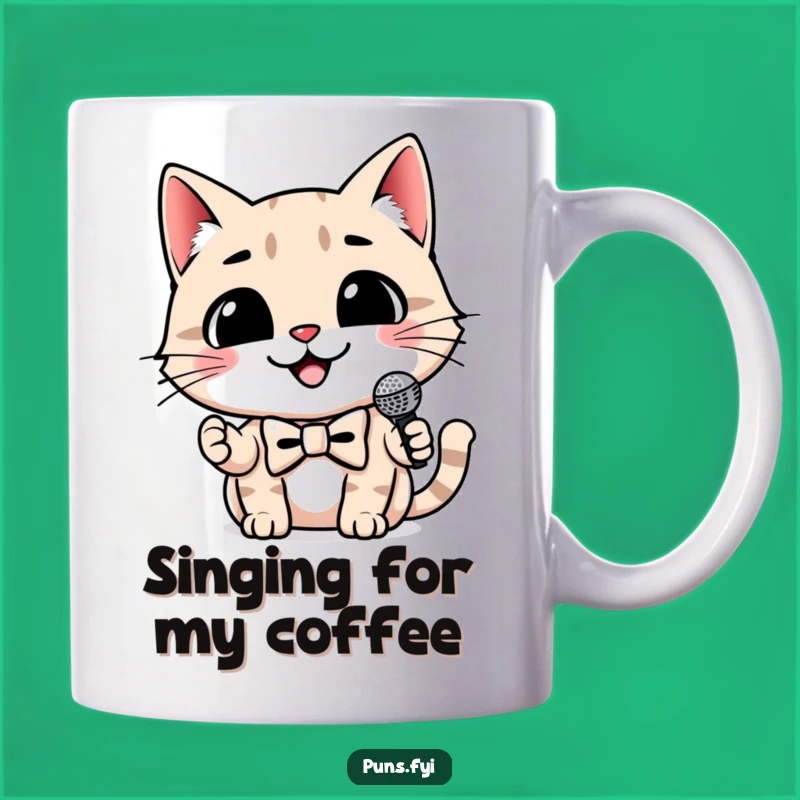 Funny Cat Microphone Mug: Dapper Singer Gift - Purrfectly Funny