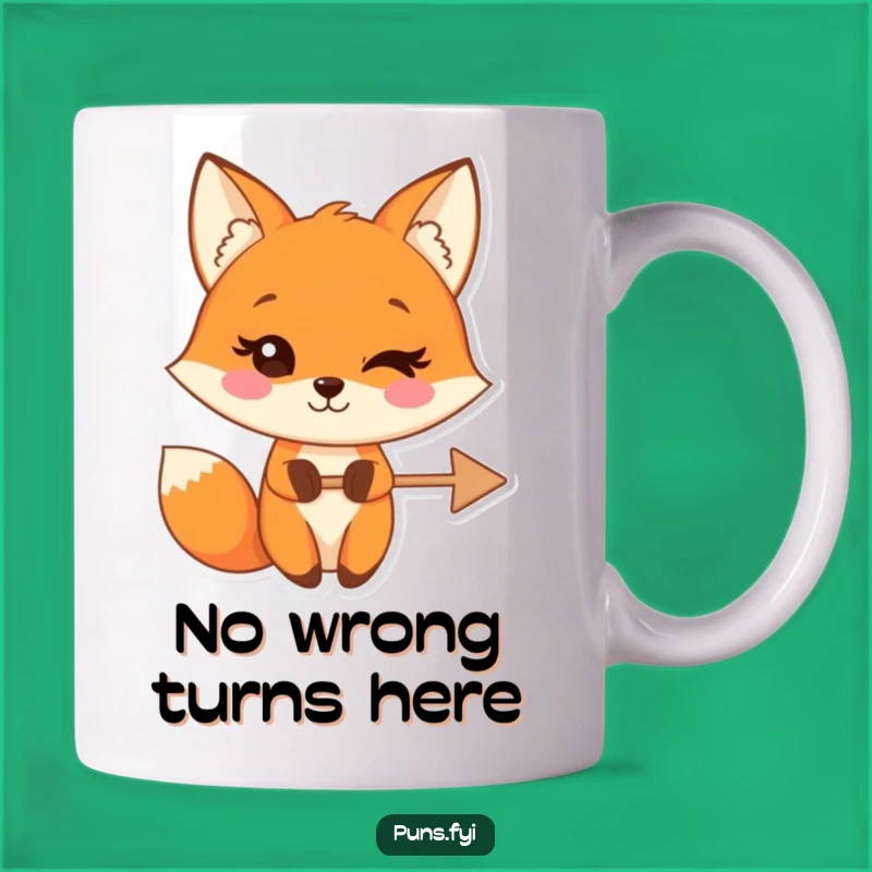 Funny Fox Wink Arrow Mug: Clever Cartoon Drinkware, Perfect Funny Gift