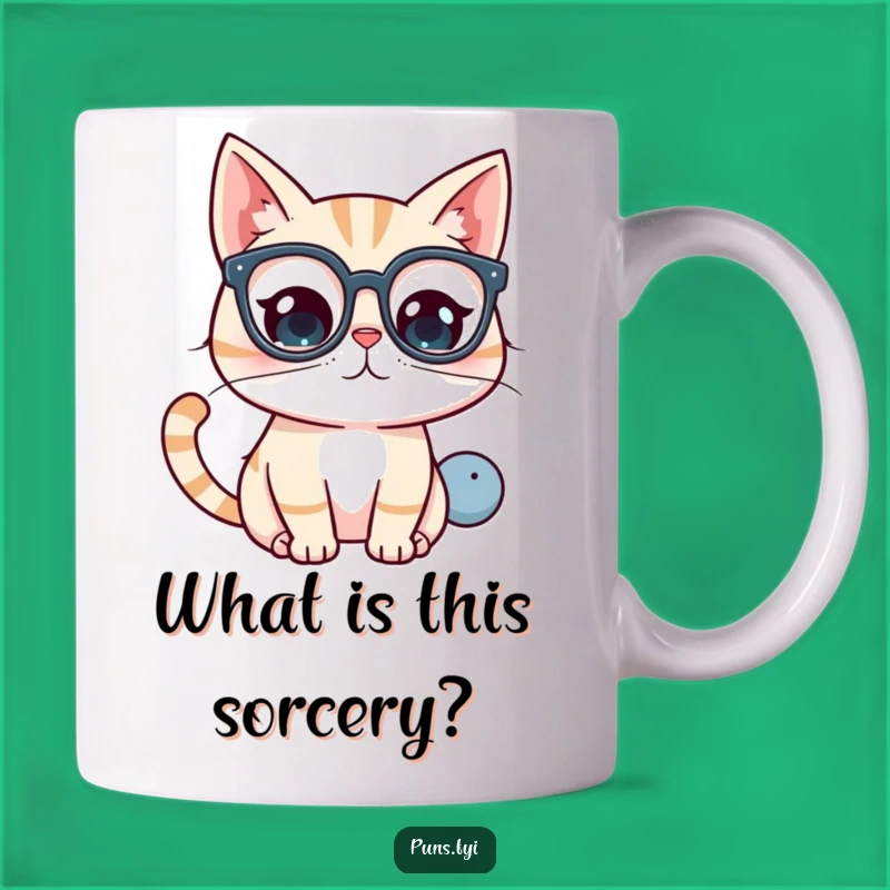 Funny Kawaii Cat Glasses Mug - Curious Thinker Mystery Gift