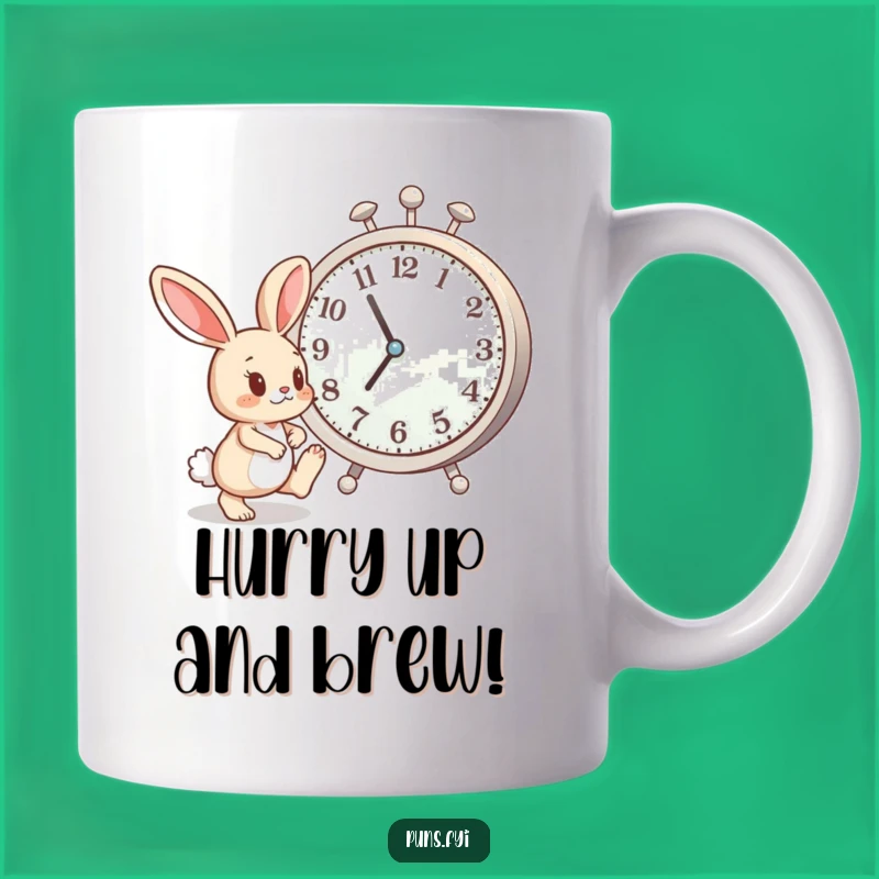 Funny Bunny Clock Mug: Impatient Cartoon Character Drinkware, Funny Gift