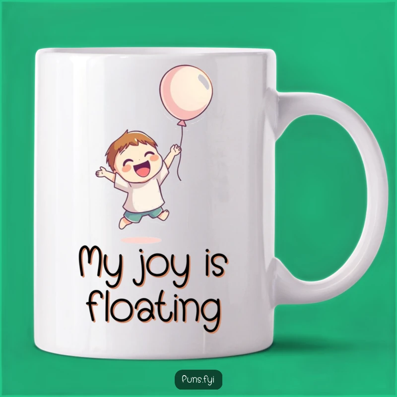 Funny Joyful Character Balloon Mug: Jumping for Happiness, Perfect Gift!