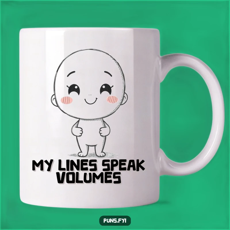 Funny Pencil Art Mug: Smiling Character Drawing, Hilarious Artist Gift, Perfect Funny Gift