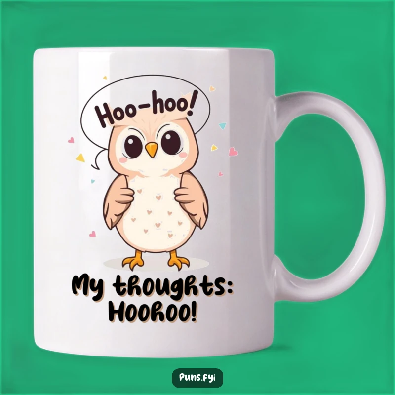 Funny Owl Hoo-hoo Confetti Mug: Adorable Cartoon Bird Drinkware, Perfect Gift
