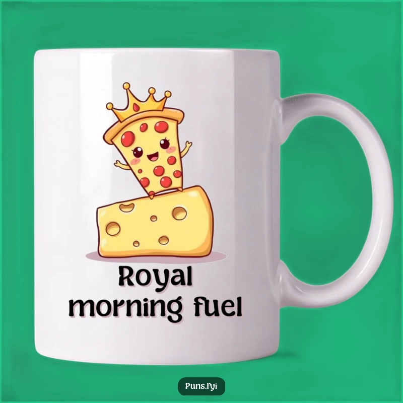 Funny Pizza King Mug: Royal Cheese Balance Design, Hilarious Gift for Pizza Lovers