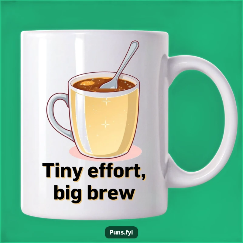 Funny Tiny Spoon Mug: Epic Stirring Struggle Design, Hilarious Gift for Coffee Lovers