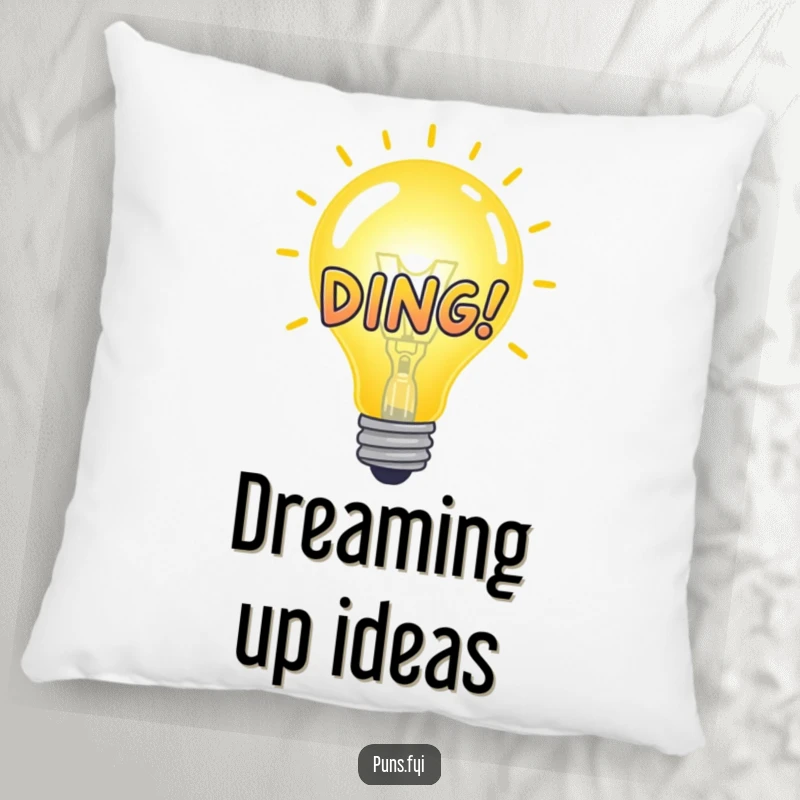 Funny Pillow designed with a glowing idea bulb and a DING! sound effect, offering comfort and a touch of intellectual humor.