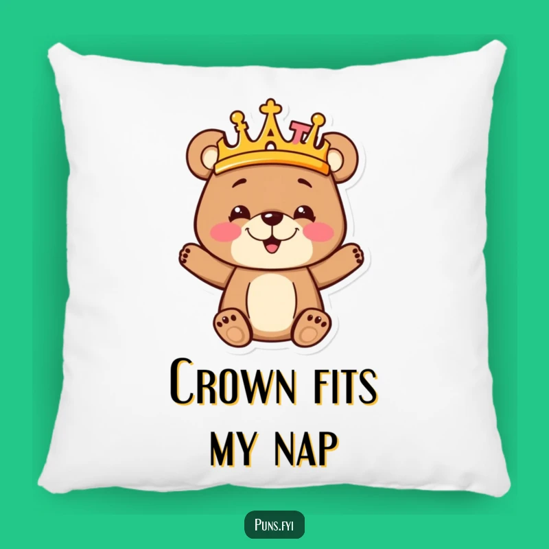 Funny Bear Cub Crown Pillow: Letter King, Perfect Gift for Learners