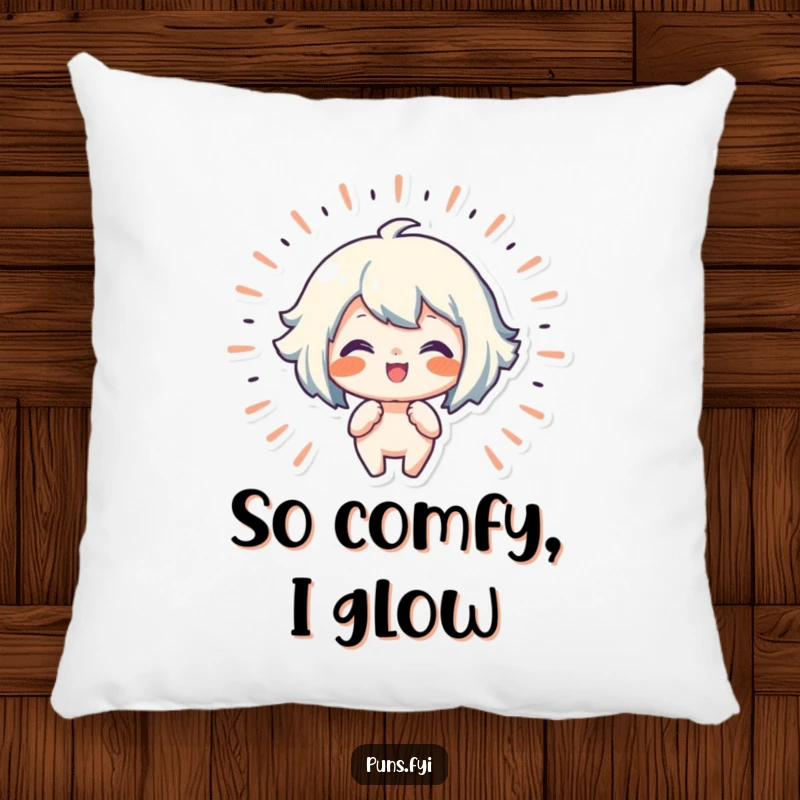 Funny pillow featuring a character radiating lines of joy, perfect for adding comfort and a cheerful atmosphere.