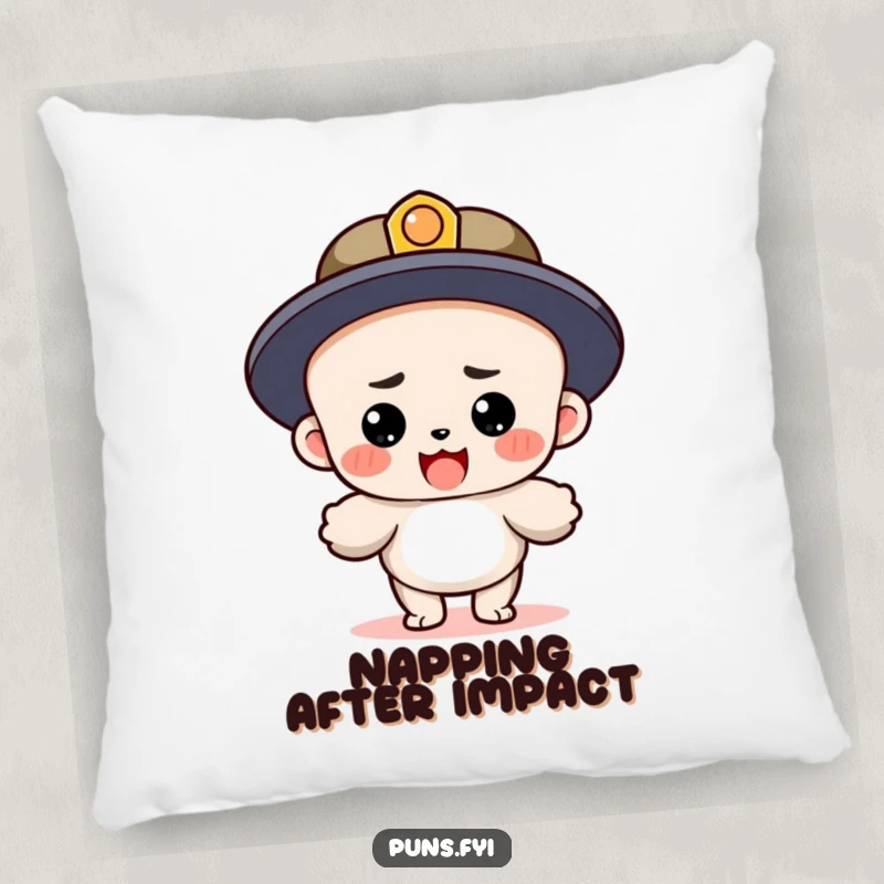 Funny pillow with a determined period character landing after a lengthy sentence, providing comfort and a humorous literary statement for relaxation.