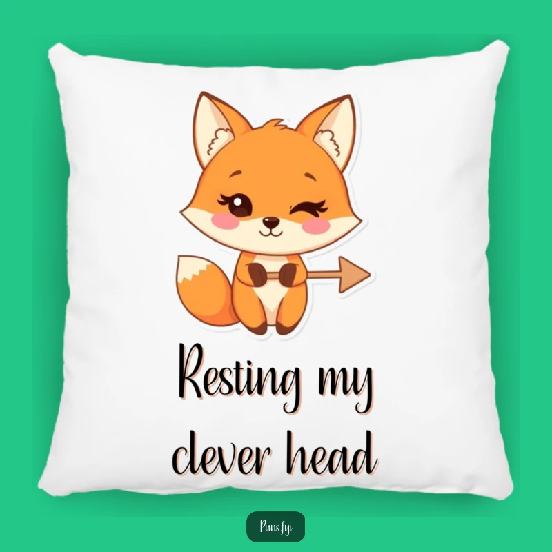 Funny Fox Wink Arrow Pillow: Cozy Sassy Cartoon Cushion, Funny Gift