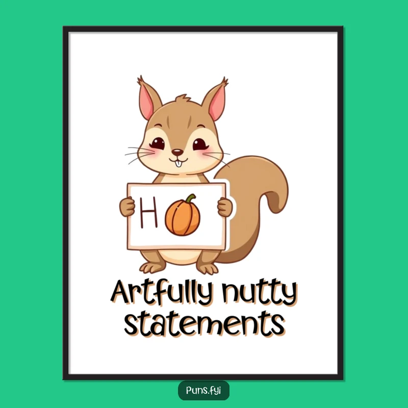 Funny Squirrel Nut Digital Art - Instant Download, Whimsical Wall Decor Gift