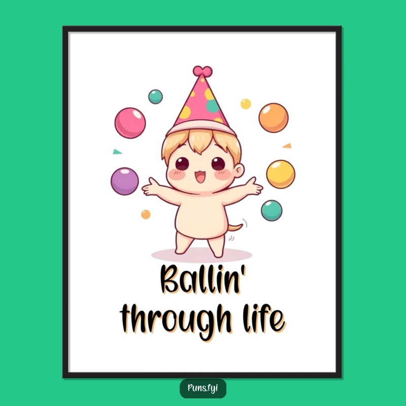 Funny Festive Character Art Print: Juggling Balls Decor, Gift!