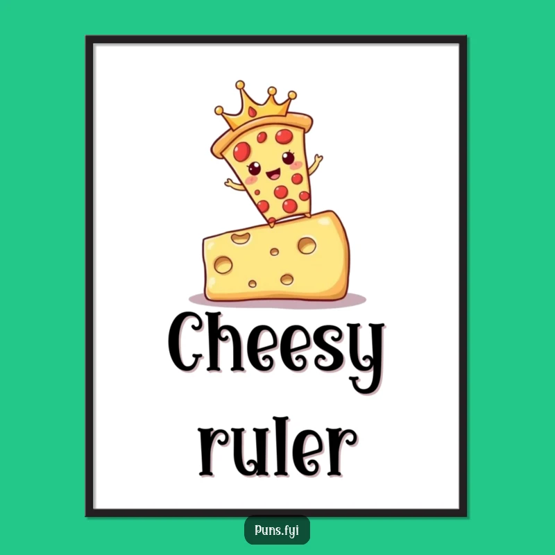 Funny Pizza King Digital Art: Royal Printable & Cheese Design, Instant Humorous Decor