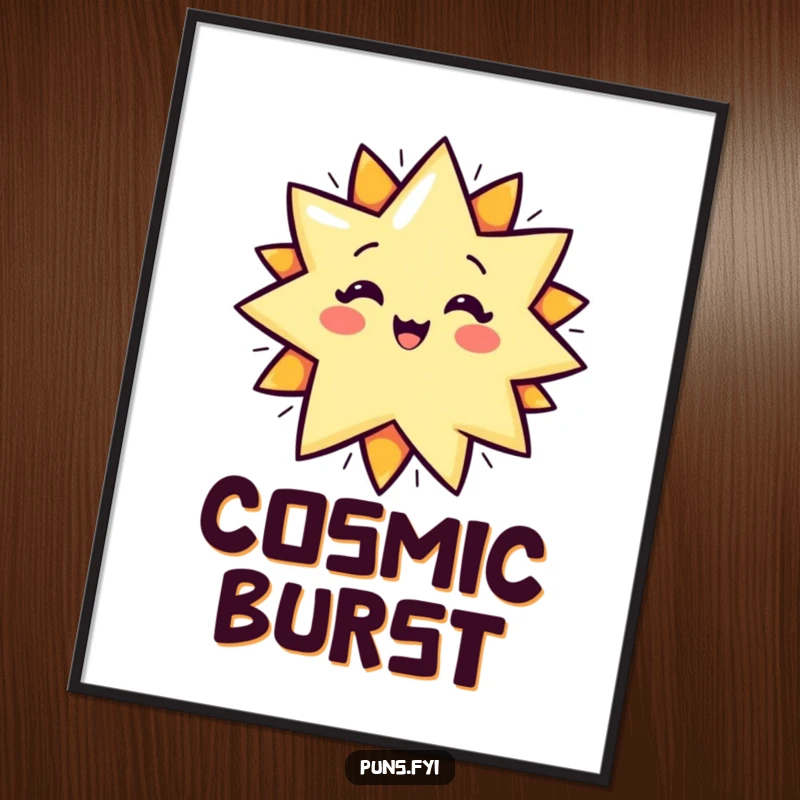 Funny Digital Art Print of a cartoon star exploding with a POP! graphic, perfect for adding energetic humor to any space.