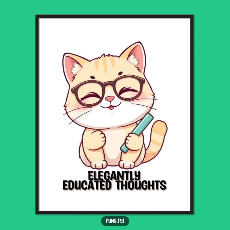 Funny Winking Cat Chalk Digital Art - Instant Download, Smart Decor Gift