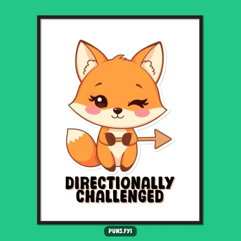 Funny Fox Wink Arrow Digital Art: Clever Cartoon Print, Perfect Funny Gift