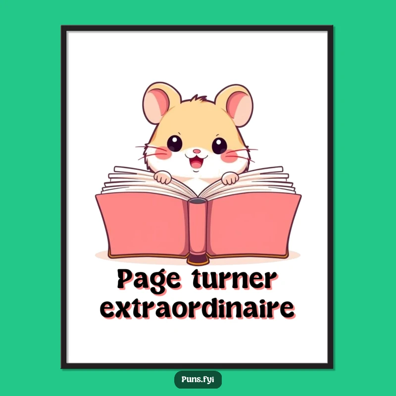 Funny Hamster Reading Digital Art Print: Instant Hilarious Bookish Decor