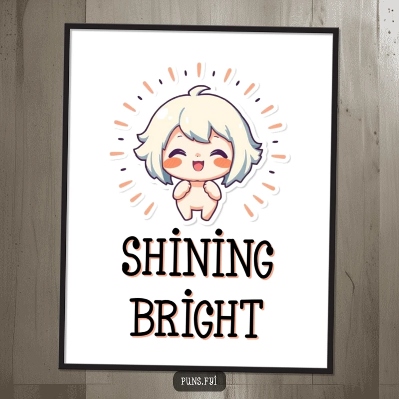 Funny digital art of a character surrounded by radiating lines symbolizing pure joy and infectious happiness.