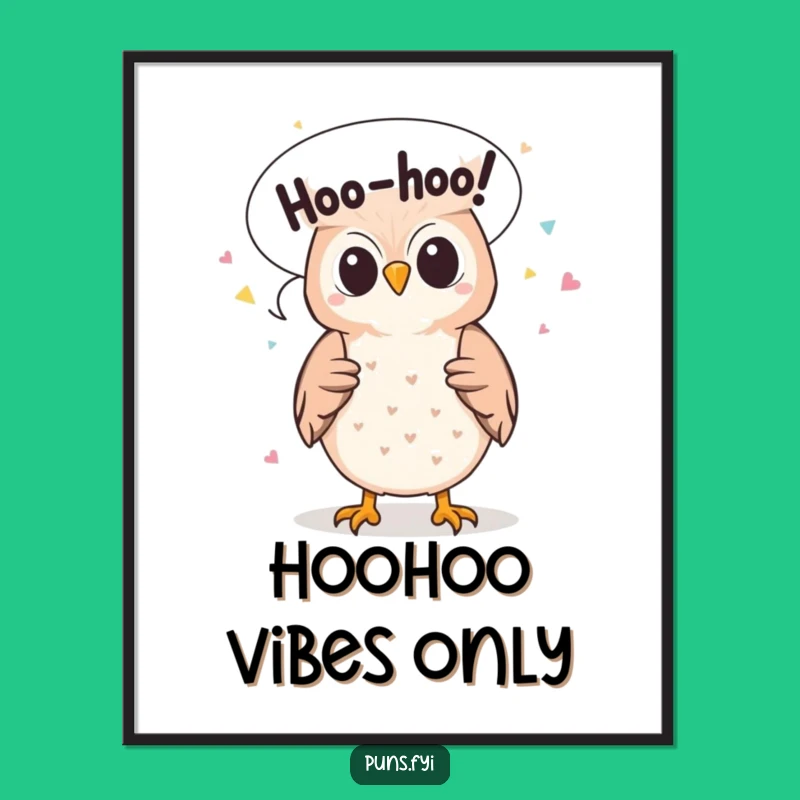 Funny Owl Hoo-hoo Confetti Digital Art: Whimsical Cartoon Bird Print, Funny Gift