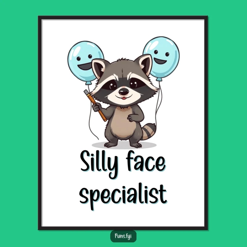 Funny Raccoon Balloon Painting Digital Art Print: Instant Hilarious Party Decor