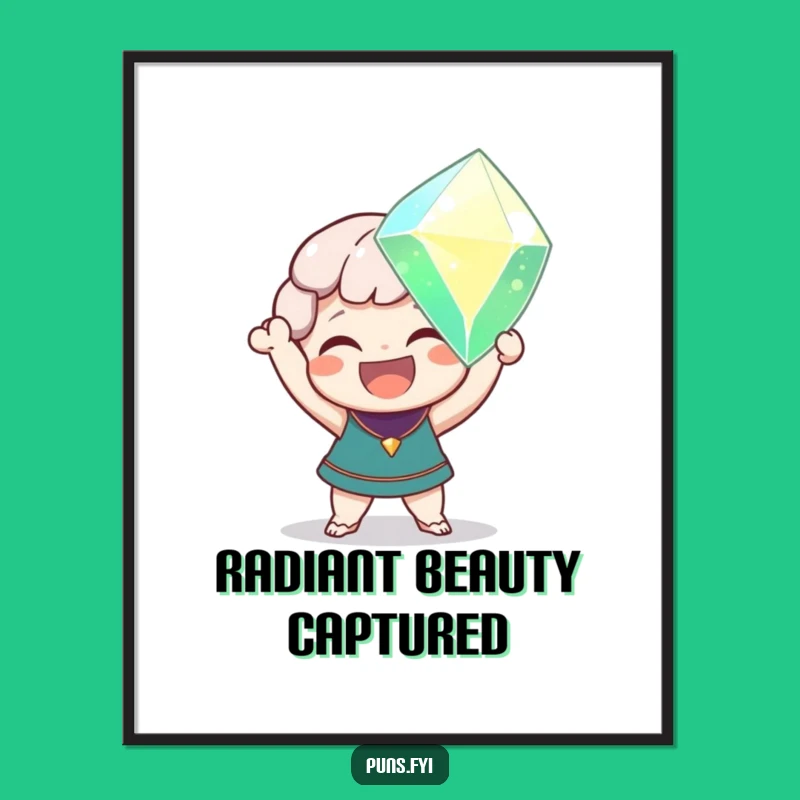 Funny Sparkling Gem Art Print - Instant Download Joyful Character Decor Gift