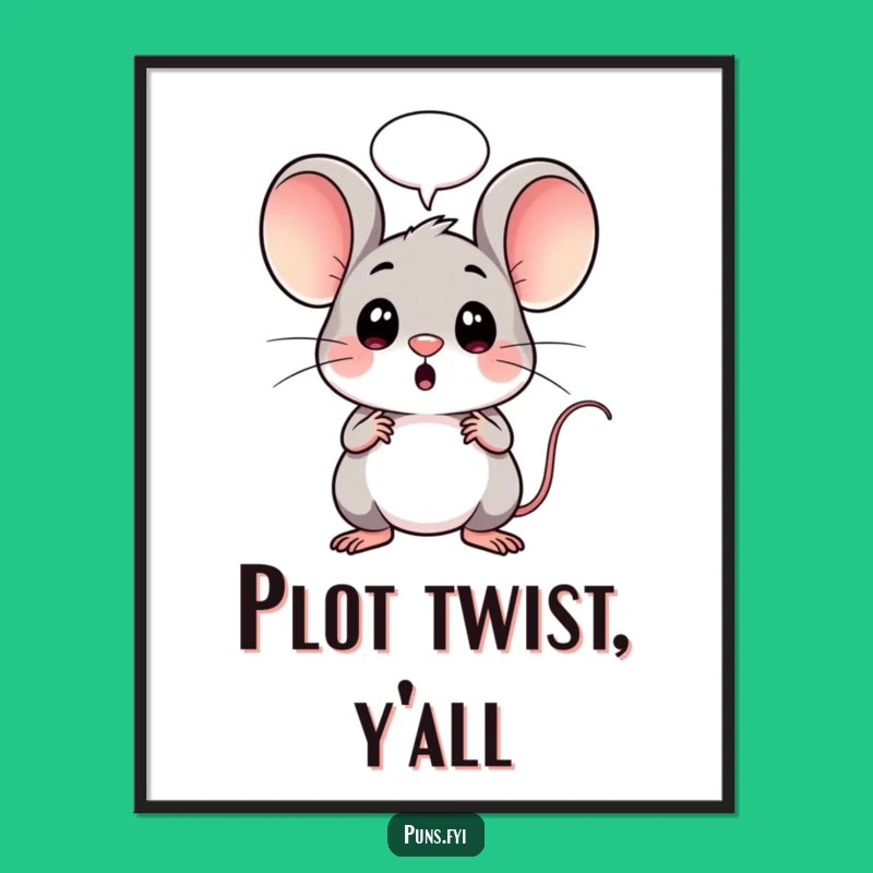 Funny Surprise Mouse Digital Print: Shockingly Cute Kawaii Art for Your Walls