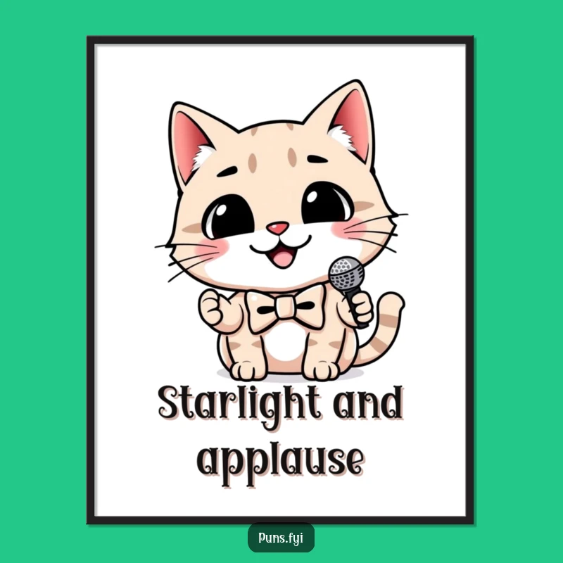 Funny Cat Digital Art: Microphone Performer - Instant Gift