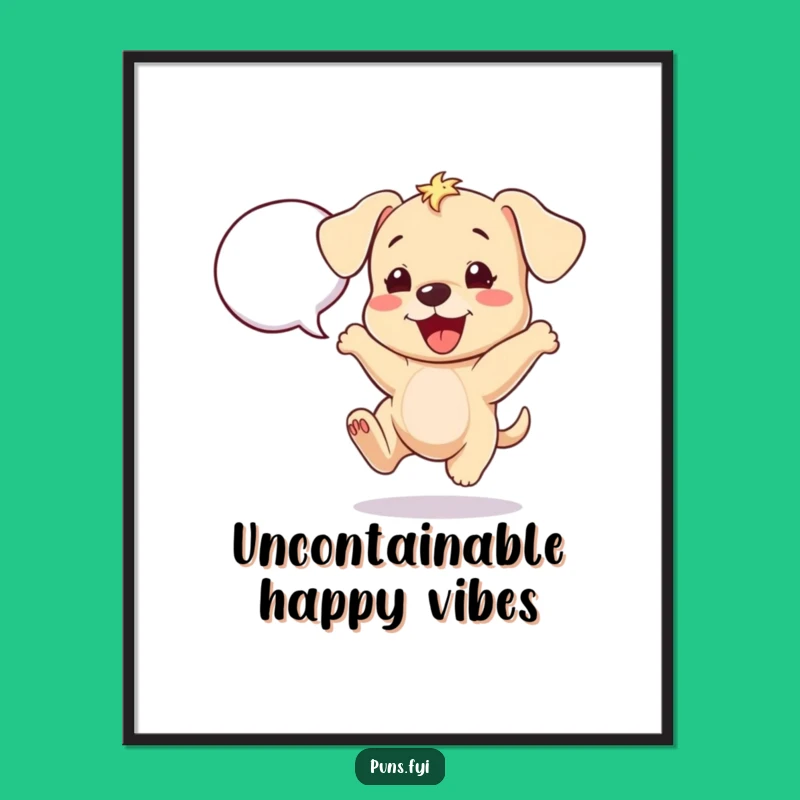 Funny Excited Puppy Digital Art - Instant Download, Cheerful Decor Gift