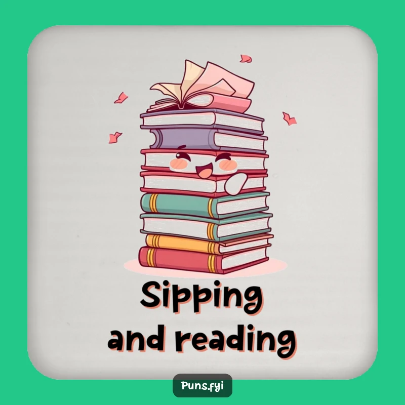 Funny Book Stack Coaster: Joyful Reader Drink Protector, Cute & Hilarious Tableware, Perfect Funny Gift