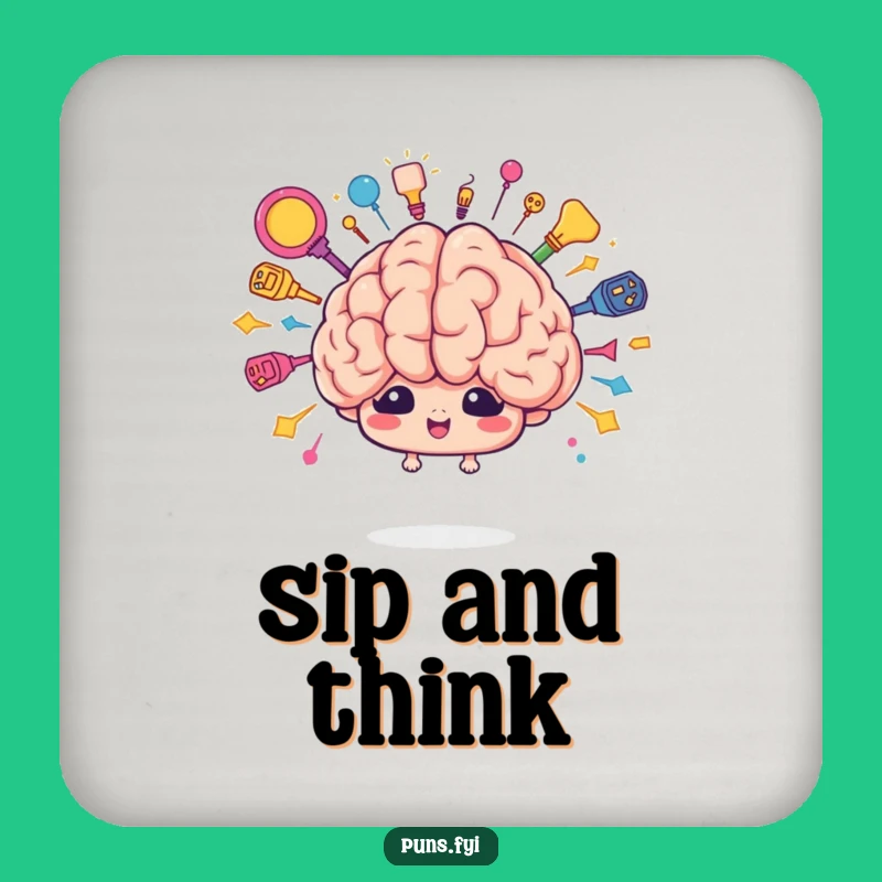 Funny Brain Idea Coaster Set: Protect Surfaces with Creative Flair!