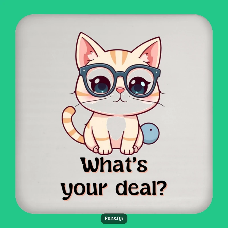 Funny Kawaii Cat Glasses Coaster Set - Curious Table Protection Gift