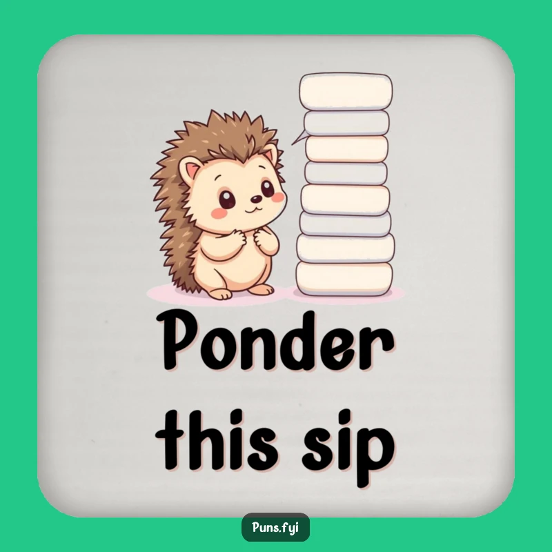 Funny Thoughtful Hedgehog Coaster: Protect Surfaces with This Cute Kawaii Art