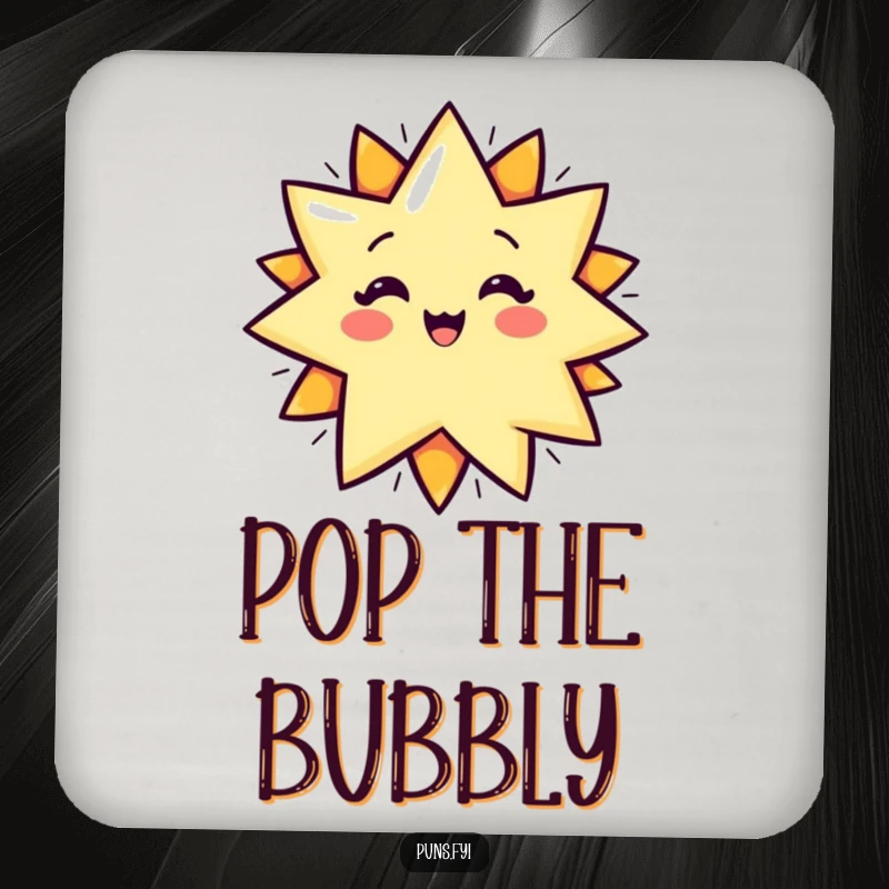 Funny Drink Coaster featuring a cartoon star exploding with a POP! graphic, protecting surfaces with a humorous and energetic design.