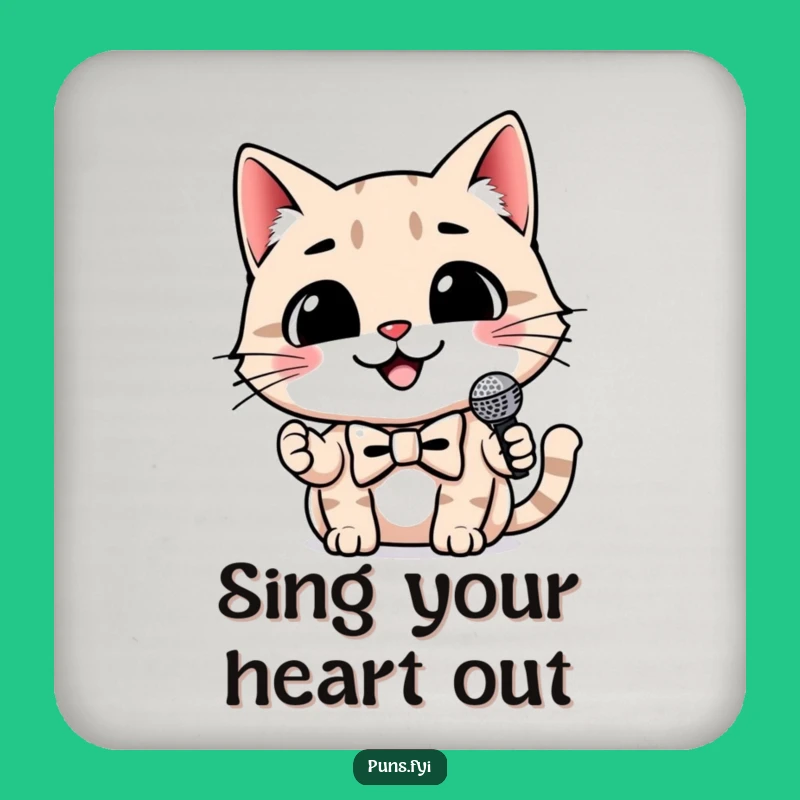 Funny Cat Coaster: Microphone Singer - Gift Set