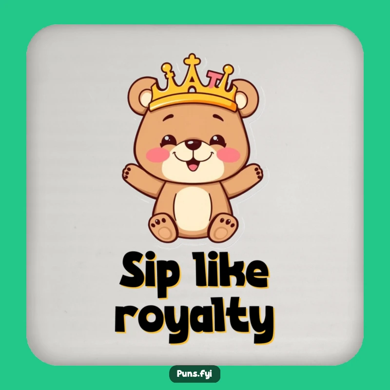 Funny Bear Cub Crown Coaster: Letter King, Perfect Gift for Learners